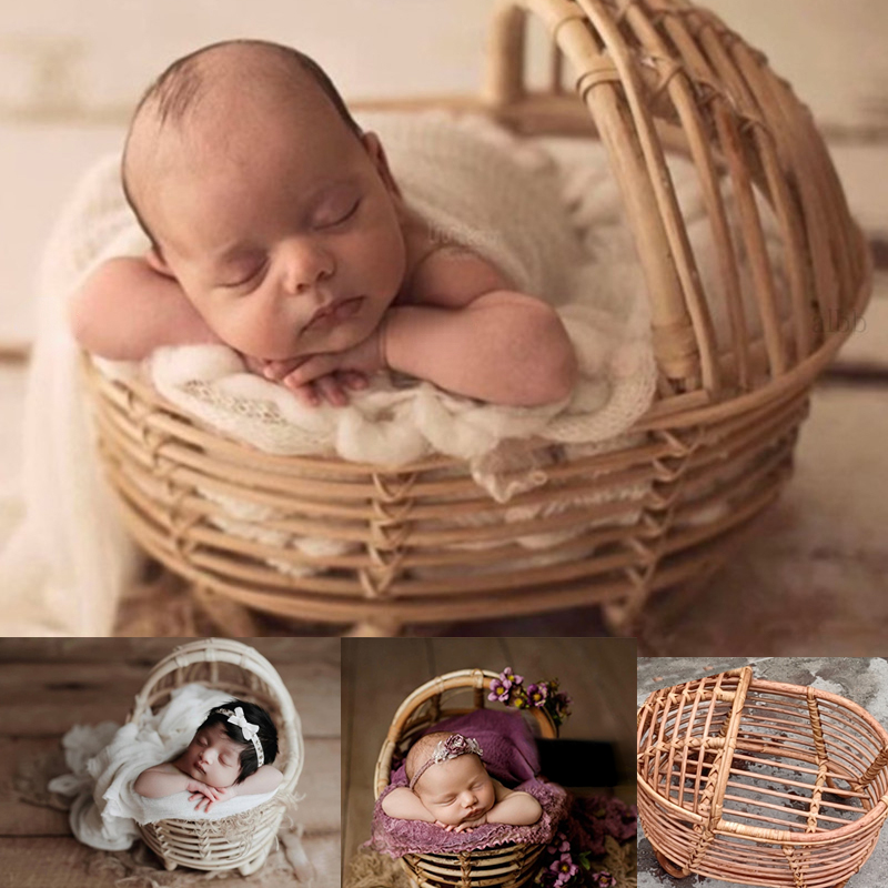 Baby Nursery Boy - Zdjęcie noworodka rekwizyty rattanowe okrągły pojemnik