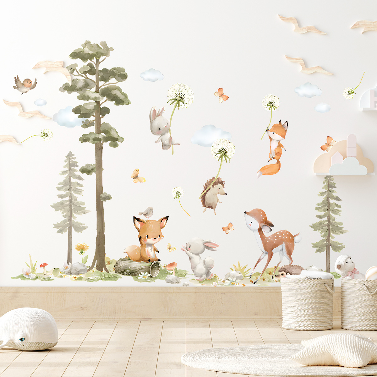 Baby Girl Nursery Quotes - Śliczne leśne zwierzęta Naklejki ścienne do